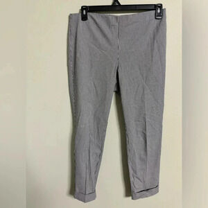 J Jill Black Gingham High Rise Stretch Pants Size 12 Cuffed Elastic Waist